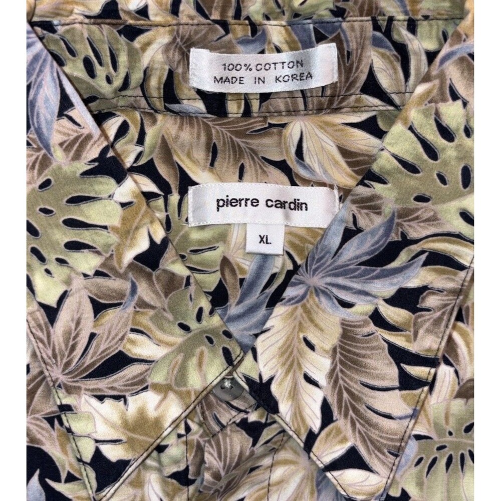 Vintage Pierre Cardin Tropical Monstera Leaf Hawaiian Shirt Men’s XL 100% Cotton - Picture 2 of 6